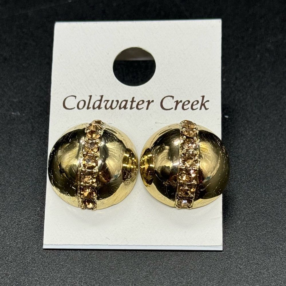 ColdWater Creek Gold Tone Vega Bead Post Earrings .75 inch